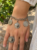 Rhodium-plated brass fairy bracelet and ring.