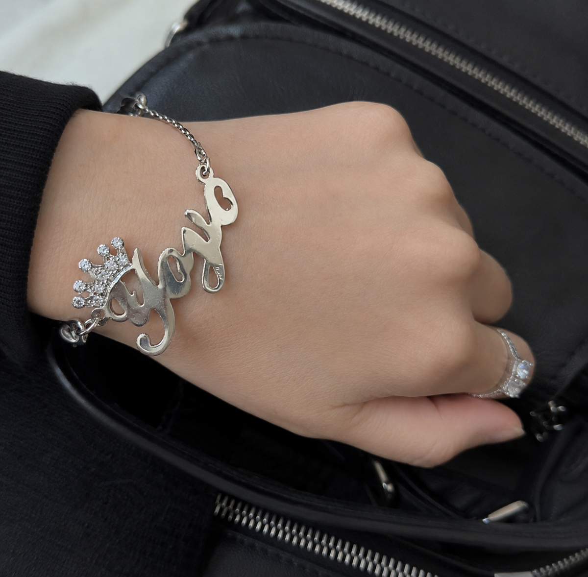 Rhodium-plated copper bracelet (white rhodium)