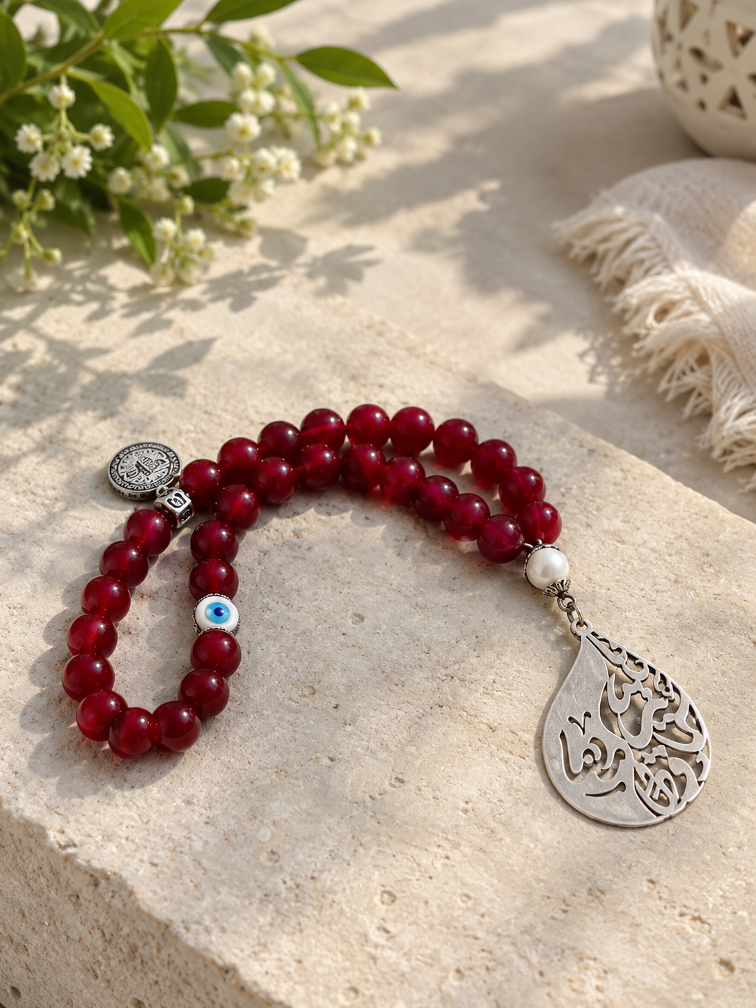 Glass agate prayer beads