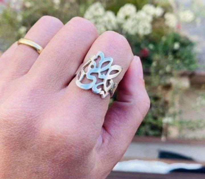 Rhodium-plated brass ring